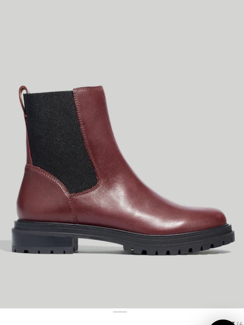 Madewell The Bradley Chelsea Lug Boot in Burgundy